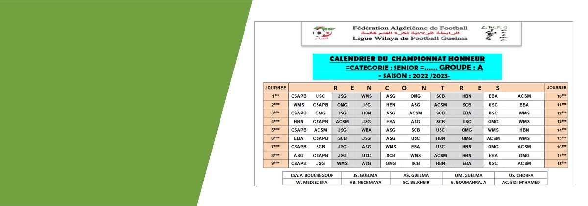 Championnat Honneur Saison 2022/2023